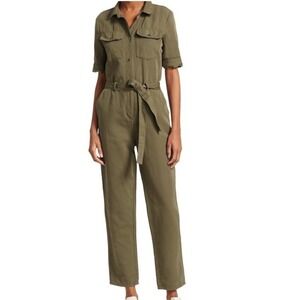 Frame Army Green Green Short Sleeve Belted Jumpsuit Size XS